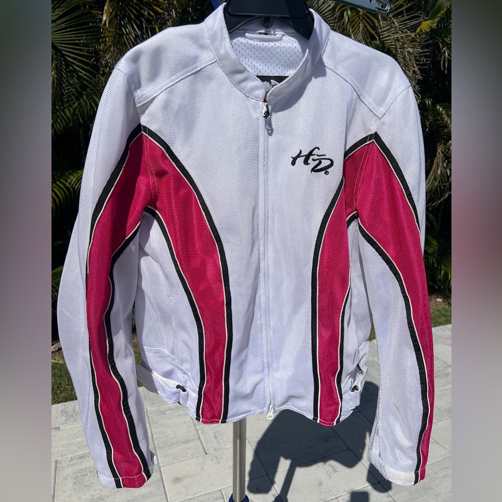 Authentic Harley-Davidson White and Pink Retro Mesh Jacket Like New